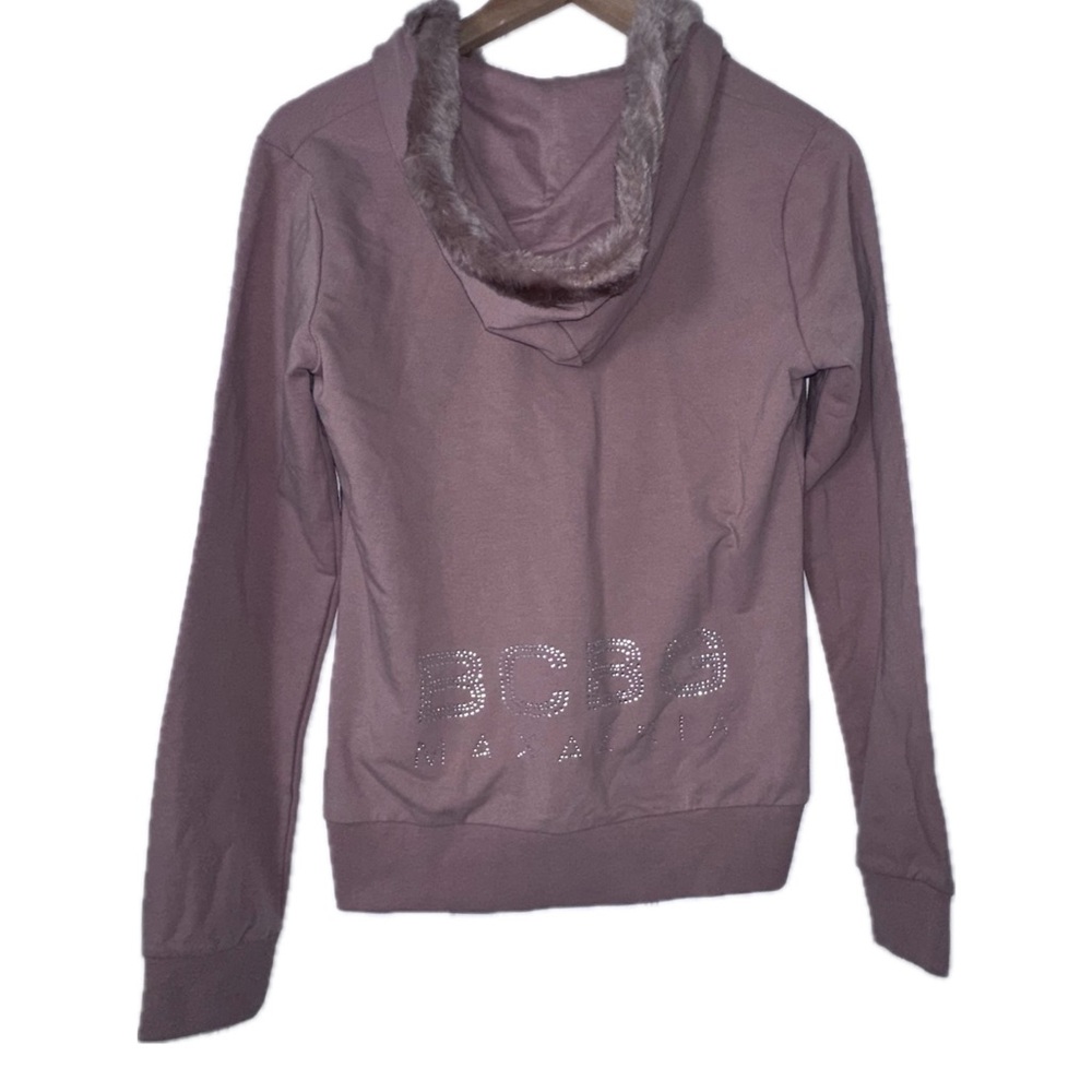 BCBGMaxAzria Mauve Hoodie with Faux Fur Trim